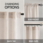 MIULEE Natural White Linen Curtains 34x48 Inch Neutral Cream Ivory 2 Panels | - Image 3