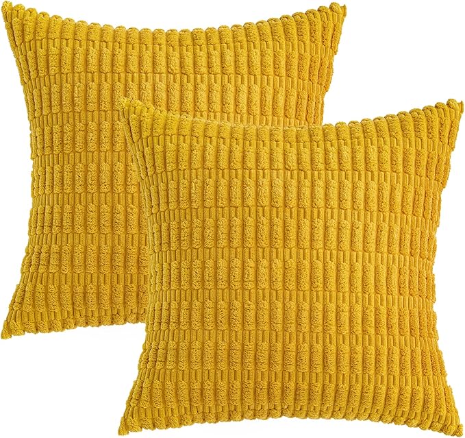 MIULEE Decorative Throw Pillow Covers 12x12 Mustard Yellow Pack of 2 | Soft - Image 6