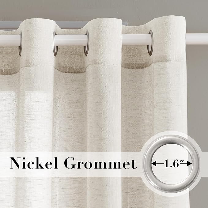 H.VERSAILTEX Elegant Natural Linen Curtain Panels Energy Efficient Semi - Image 2