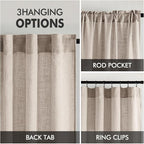 MIULEE Natural Linen Curtains 52x45 Inch Length - Image 3