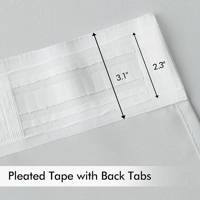 MIULEE Greyish White Back Tab Blackout Curtains 52x102 Inch Long 2 Panels | Rod - Image 4