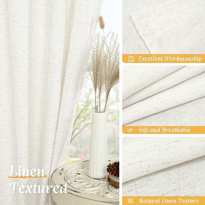Light Filtering Linen Curtains 54 Inches Long - Image 7