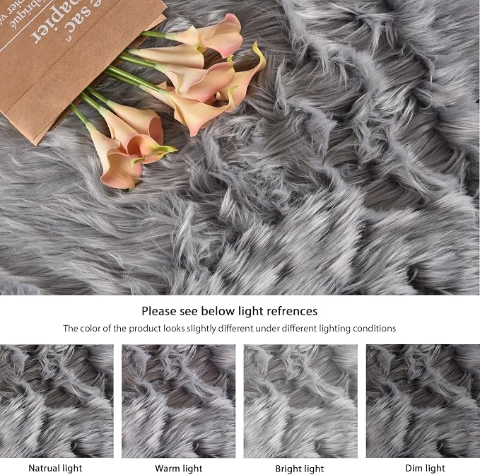 ORINOVA Light Gray Washable Fuzzy Fur Runner Rugs - Image 6