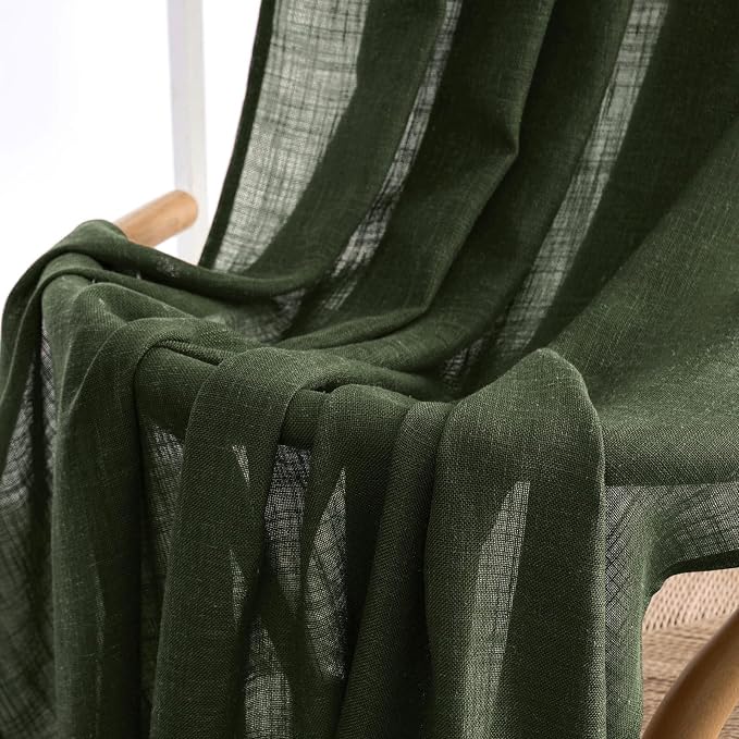 MIULEE Olive Green Linen Curtains 42x84 Inch Length 2 Panels - Image 6