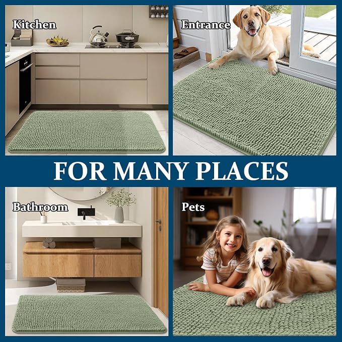 OLANLY Dog Door Mat for Muddy Paws 32x20, Super Absorbent Chenille Mud Mat | - Image 8