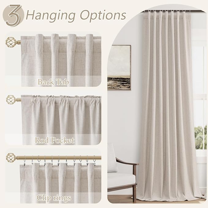 100% Blackout Curtains 96 Inch Length 2 Panels Set - Image 6