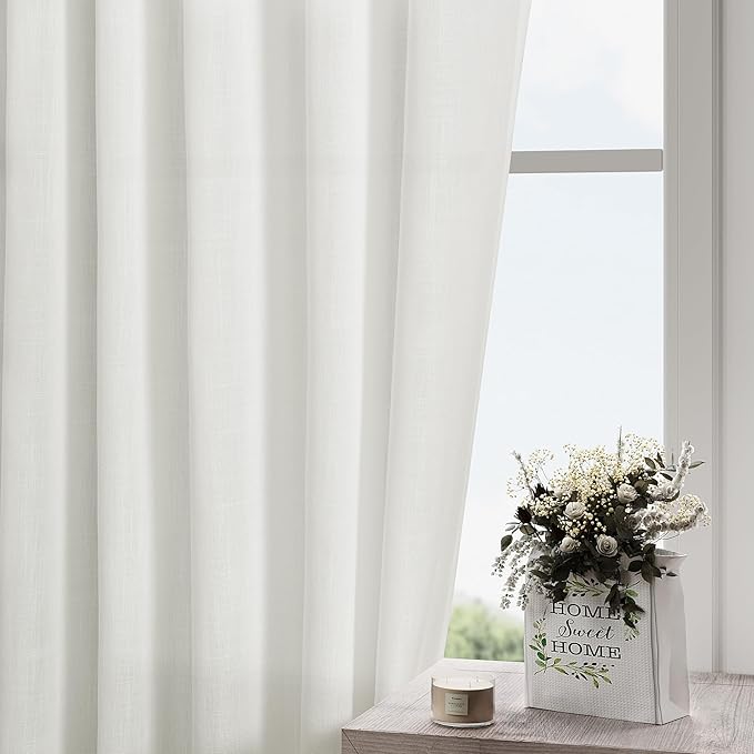 Linen Off White Curtains 132 inch Extra Long - Image 3