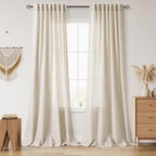 108 Inch Long Curtains for Living Room Boho Linen Eclectic Home Decor Light by Nanspring