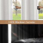 Full Blackout Linen Kitchen Window Curtains 36 Inches 2 Panels | Light Grey - Image 3