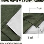 MIULEE Olive Green Pinch Pleated 100% Blackout Linen Curtains 40x108 Inches | - Image 5