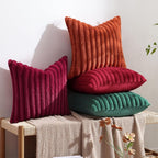 decorUhome Fall Faux Fur Throw Pillow Covers 18x18 Set of 2 Red | Decorative - Image 5