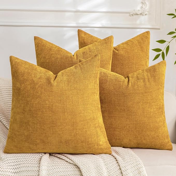Set of 4 Soft Textured Decorative Throw Pillow Covers 24x24 Inch Cozy Farmhouse by Cozoomy