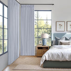MIULEE Chambray Blue Pinch Pleated 100% Blackout Curtains 40x96 Inches | Room - Image 2