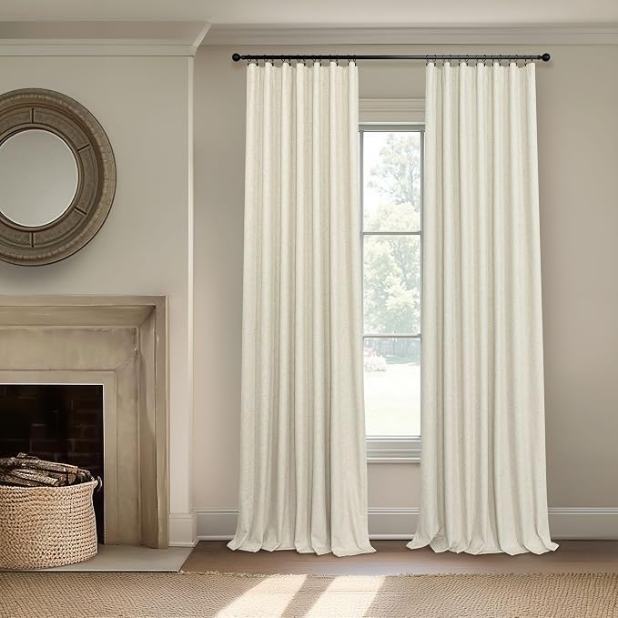 Short Linen Blackout Curtains for Bay Windows 48 Inch Length Bedroom Living - Image 2