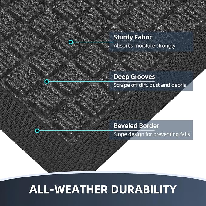 Front Door Mat Outside Entrance, Heavy Duty Waterproof Doormat | 35.5"x24" - Image 4