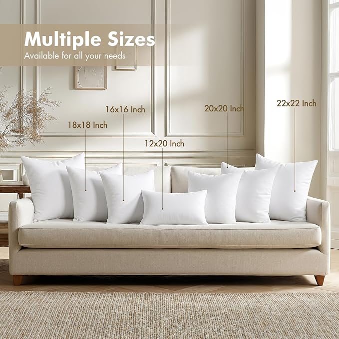 MIULEE 12x20 Pillow Inserts 4 Pack, 100% Virgin Fiber Filling Throw Pillows | - Image 2