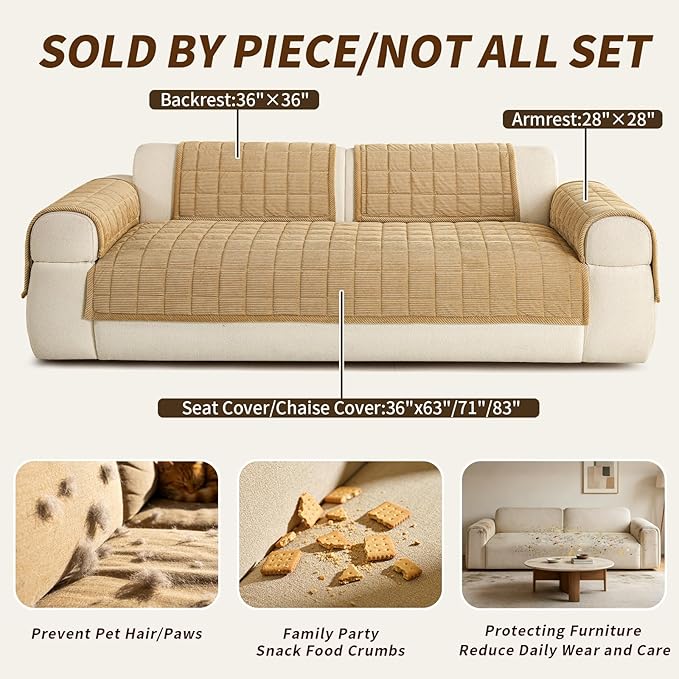 Velvet Couch Covers for Sectional Sofa Washable, Non-Slip L Shaped Sectional - Image 4