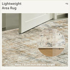Soalmost 9x12 Area Rugs for Living Room Washable Rug Abstract Orange/Brown | - Image 7