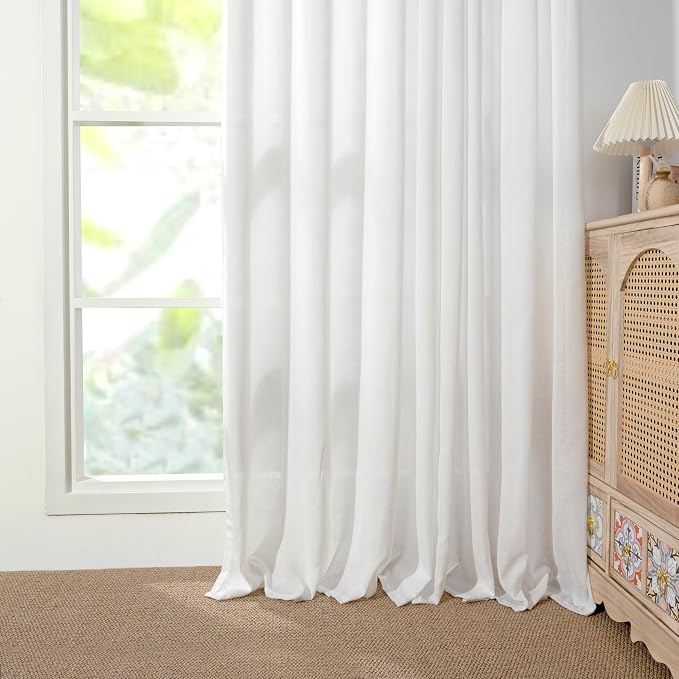 YoungsTex White Linen Curtains 40 Inches Length - Image 9