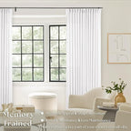 Snow White Linen Pinch Pleated Curtains 84 Inches Long 2 Panels | Textured Linen - Image 2
