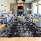 Abstract Fluffy Shaggy Rugs for Living Room Kids Room 5x8 Ft, Tie-Dyed Grey | - Image 8
