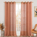 Terracotta Linen Sheer Curtains 90 inch by LAMIT