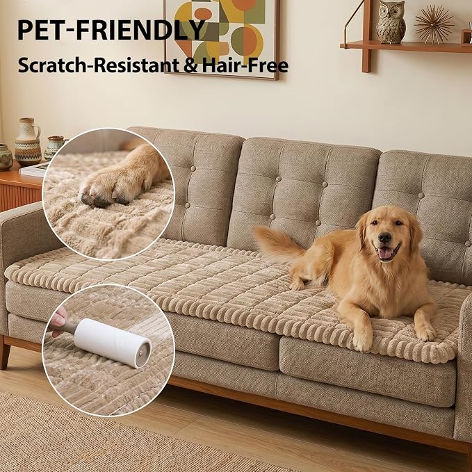 Fixwal Waterproof Flannel Dog Couch Cover, 27.6" x 27.6", Coffee | Integrated - Image 6