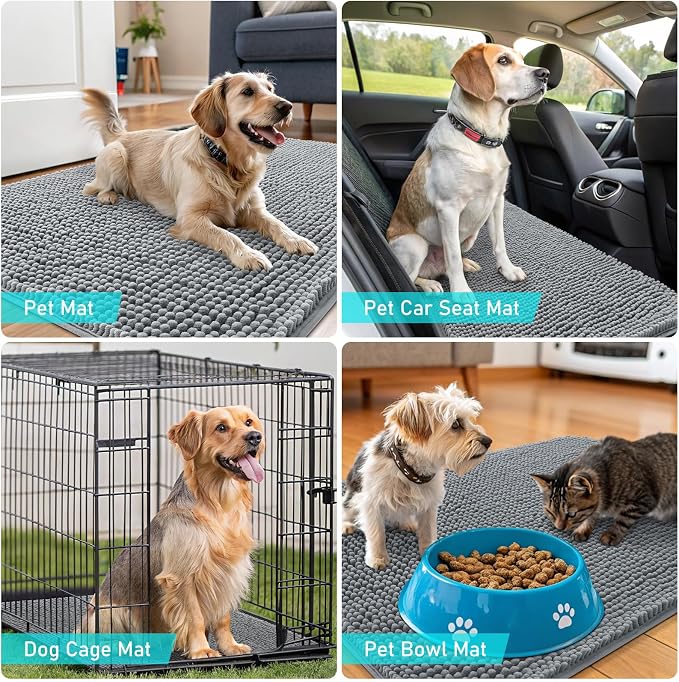 OLANLY Dog Door Mat for Muddy Paws 47x20, Super Absorbent Chenille Mud Mat | - Image 7