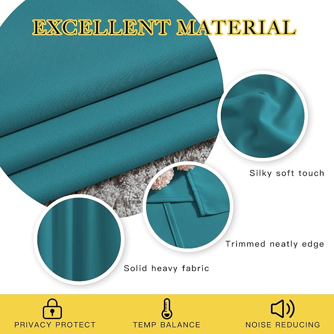 NICETOWN Blackout Peacock Teal Curtains - Image 4