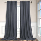 Dark Grey Curtains 84 Inch Length 2 Panels Set by Pitalk