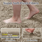 5x7 Fluffy Shag Area Rugs for Living Room Bedroom: Soft Carpet Gray Camel | - Image 5