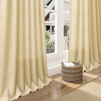 Extra Long 120 Inch Curtains for Living Room Cream Yellow Linen Modern - Image 5