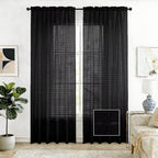 SpaceDresser Check Sheer Curtains 108 Inches Long by SpaceDresser