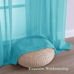 Turquoise Sheer Curtains 96 Inches Long 2 Pcs, Light Filtering Window Curtains - Image 7