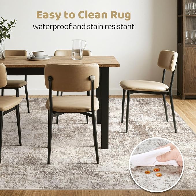 LOONGRUG 5x8 Area Rug Washable Neutral Modern Living Room Rugs Brown Beige | - Image 6