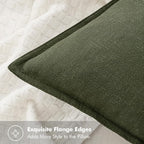 MIULEE Decorative Linen Euro Sham Pillow Covers 26x26 Dark Olive Green | Boho - Image 2