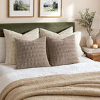MIULEE Euro Sham Corduroy Decorative Throw Pillow Covers 24x24 Light Brown | - Image 2