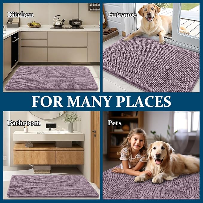 OLANLY Dog Door Mat for Muddy Paws 70x35, Super Absorbent Chenille Mud Mat | - Image 8