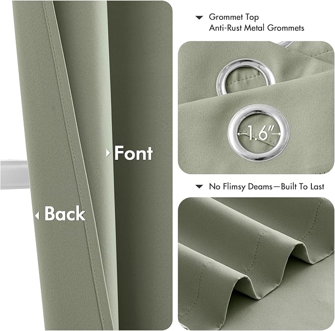 MIULEE Blackout Curtains for Bedroom 2 Panels 40 x 36 Inch Long Sage Green | - Image 5
