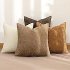 MIULEE Soft Decorative Chenille Fall Pillow Covers Brown 16x16 Pack of 4 | - Image 2