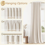 100% Blackout Linen Curtains 144 Inch Length 2 Panels Set - Image 5
