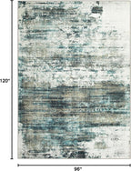 8x10 Area Rugs for Living Room: Washable Abstract Teal Green Badroom Carpet | - Image 2