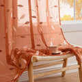 MIULEE Burnt Orange Sheer Fall Curtains 2 Panels Leaf Patterned, W52 x L96 | by MIULEE