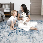 2.6x8 Washable Runner Rug：Modern Abstract Kitchen Soft Carpet Blue | - Image 8
