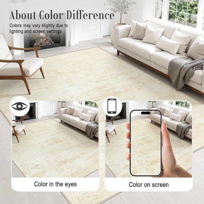 2x5 Washable Runner Rug：Modern Abstract Kitchen Soft Carpet Beige | - Image 6