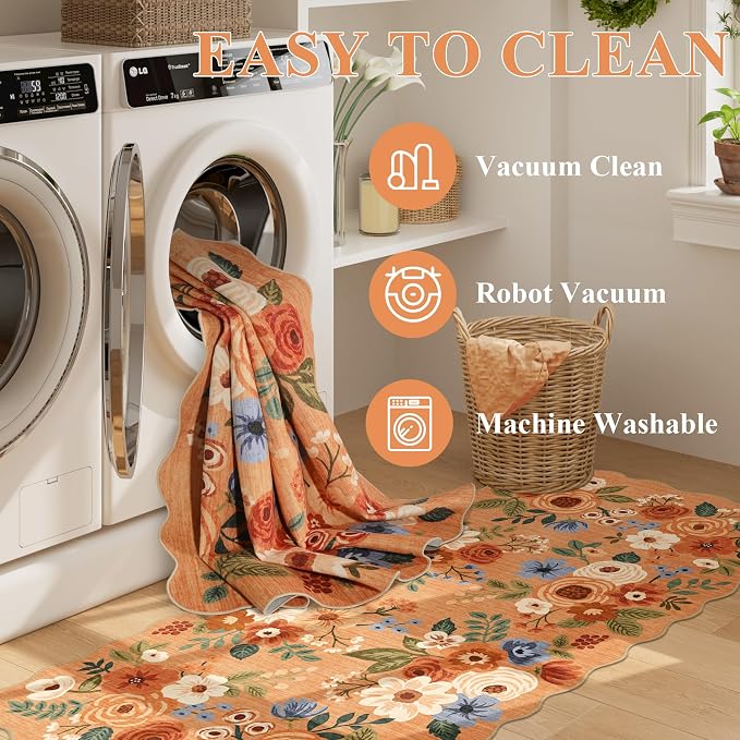 DUKINO 3x5 Area Rugs, Non Slip Floral Washable Rug - Image 6