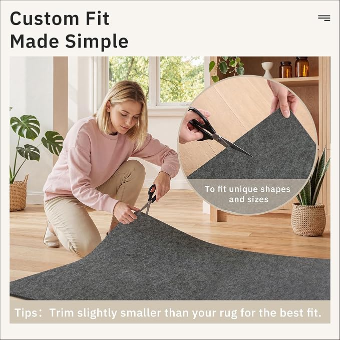 Soalmost Non Slip Rug Pads 8x10, 1/4" Thick Felt Cushioned Rug Gripper Pad | - Image 8
