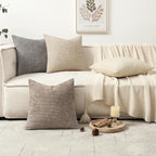 MIULEE Decorative Chenille Pillow Covers Neutral Beige 20x20 Pack of 4 | Modern - Image 5