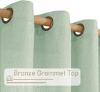 Fresh Green Linen Curtains 54 Inch Length 2 Panels, Light Filtering Semi Sheer - Image 4