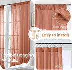 BGment Rust Terracotta Linen Curtains 63 Inches Long - Image 6